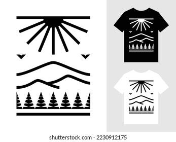 Geometric Mountain Badge Logo T-Shirt Design Vector