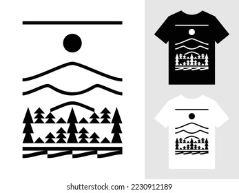 Geometric Mountain Badge Logo T-Shirt Design Vector