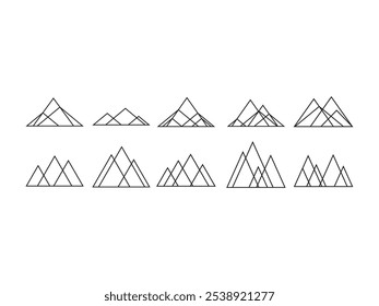 Conjunto de elementos de líneas de montaña geométricas 