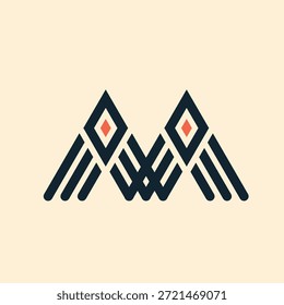 Design Do Logotipo Da Montanha M Geométrica Com Ênfase Em Diamante.