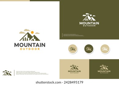 geometric mountain ,modern style , logo design template.