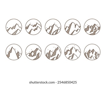 Geometric Mountain Monoline Element Set