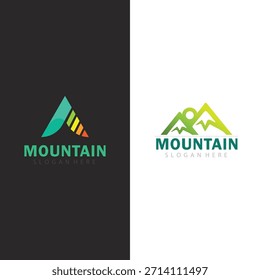 Logotipo de forma de montanha geométrica ideal para o turismo de natureza e marca de aventura ecológica