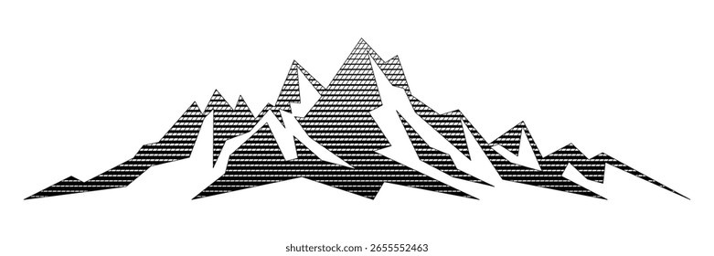 Dibujo geométrico del Vector de la montaña, Vector del arte de la línea, estilización abstracta, minimalismo