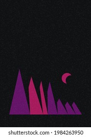 Geometric Mountains silhouette landscape art poster illustration