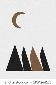 Geometric Mountains silhouette landscape art poster illustration