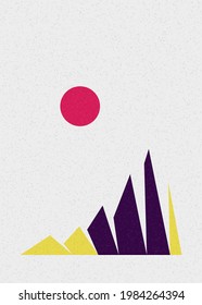 Geometric Mountains silhouette landscape art poster illustration