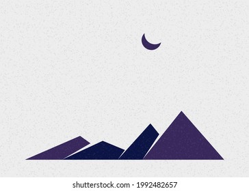 Geometric Mountains silhouette landscape art poster illustration