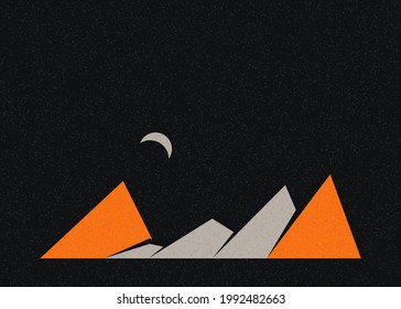 Geometric Mountains silhouette landscape art poster illustration