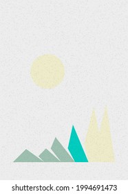 Geometric Mountains silhouette landscape art poster illustration