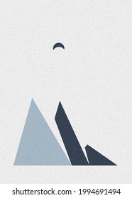 Geometric Mountains silhouette landscape art poster illustration