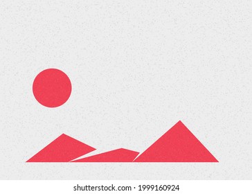 Geometric Mountains silhouette landscape art poster illustration