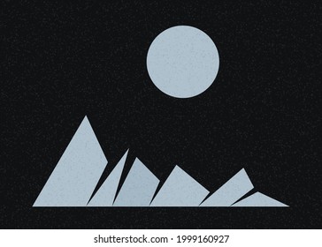 Geometric Mountains silhouette landscape art poster illustration