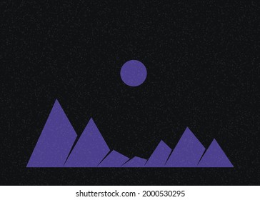 Geometric Mountains silhouette landscape art poster illustration