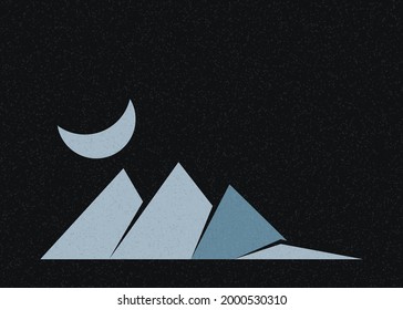 Geometric Mountains silhouette landscape art poster illustration