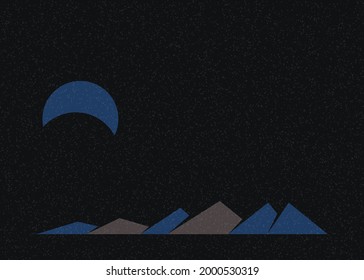 Geometric Mountains silhouette landscape art poster illustration