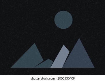 Geometric Mountains silhouette landscape art poster illustration