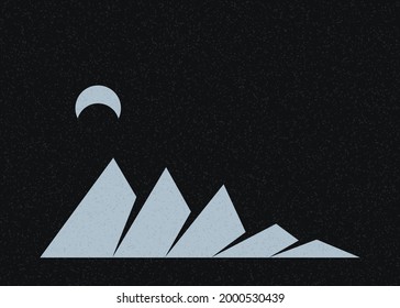 Geometric Mountains silhouette landscape art poster illustration