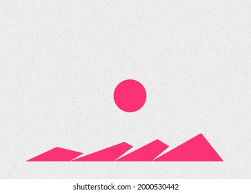 Geometric Mountains silhouette landscape art poster illustration