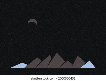 Geometric Mountains silhouette landscape art poster illustration