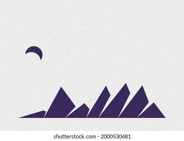 Geometric Mountains silhouette landscape art poster illustration