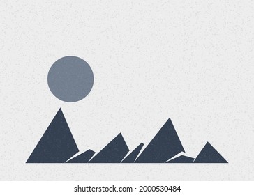 Geometric Mountains silhouette landscape art poster illustration