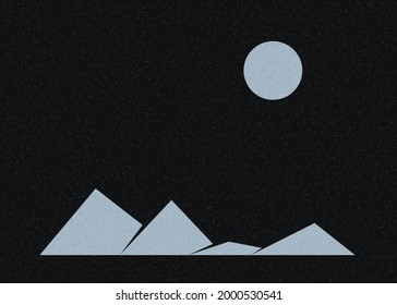 Geometric Mountains silhouette landscape art poster illustration