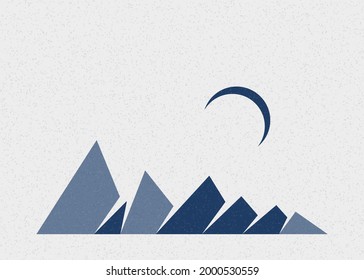 Geometric Mountains silhouette landscape art poster illustration