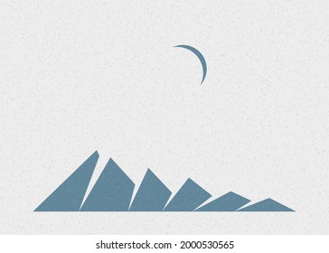 Geometric Mountains silhouette landscape art poster illustration