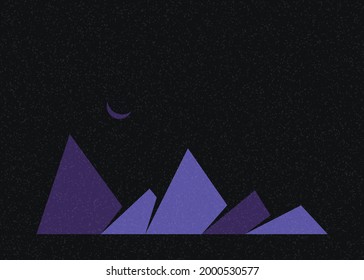 Geometric Mountains silhouette landscape art poster illustration