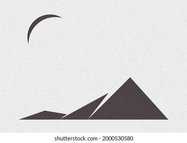 Geometric Mountains silhouette landscape art poster illustration