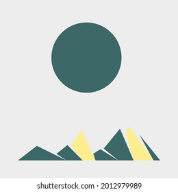 Geometric Mountains silhouette landscape art poster illustration