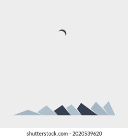 Geometric Mountains silhouette landscape art poster illustration