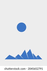 Geometric Mountains silhouette landscape art poster illustration