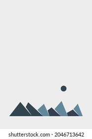 Geometric Mountains silhouette landscape art poster illustration
