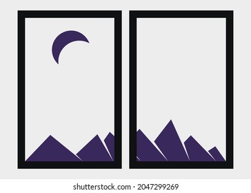 Geometric Mountains silhouette landscape art poster illustration