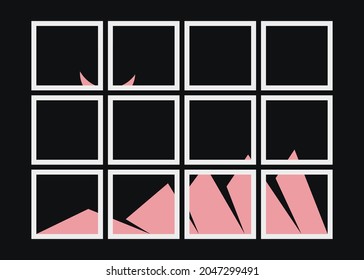 Geometric Mountains silhouette landscape art poster illustration