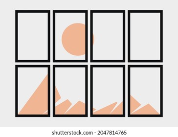 Geometric Mountains silhouette landscape art poster illustration