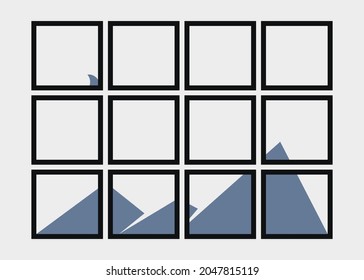 Geometric Mountains silhouette landscape art poster illustration