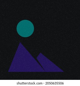 Geometric Mountains silhouette landscape art poster illustration