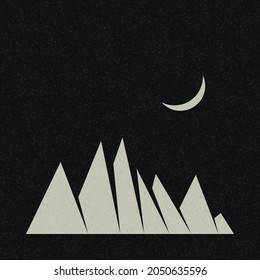 Geometric Mountains silhouette landscape art poster illustration