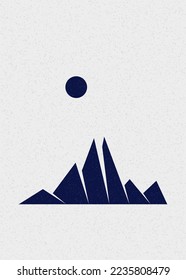 Geometric Mountains silhouette landscape art poster illustration