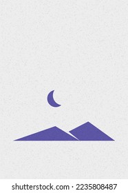 Geometric Mountains silhouette landscape art poster illustration