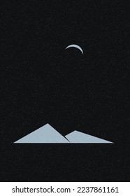 Geometric Mountains silhouette landscape art poster illustration