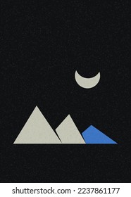 Geometric Mountains silhouette landscape art poster illustration