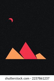 Geometric Mountains silhouette landscape art poster illustration