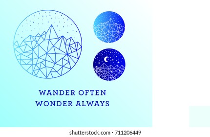 Geometric Mountains and starry night vector illustration 