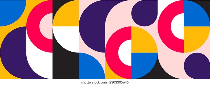 Diseño de alux simple y plano con fondo mozaico geométrico. Paquetes de afiche de arte geométrico minimalista lleno de colores con formas simples y figuras para banners web, branding, papel tapiz.