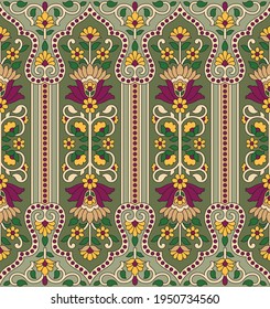 Geometric Mughal Paisley Pattern On Green Stock Vector (Royalty Free ...