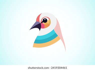 Geometric multi colored bird. Bird logo design vector illustration